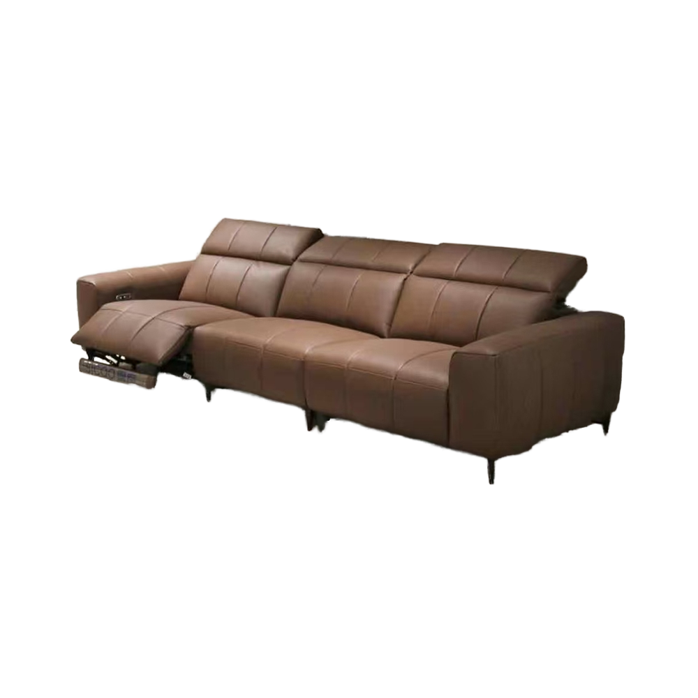 Classic Chesterfield Three-Seat Electric Sofa Set Ecological Genuine Leather with Stainless Steel Legs Multifunctional Design